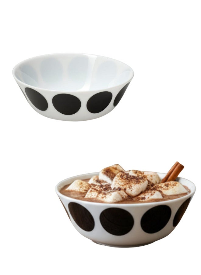 Stylish Tempered Glass Bowl 15 cm – Stackable, Clear Glass with White and Black Dots, Dishwasher and Microwave Safe - Image 1